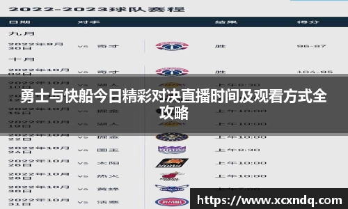勇士与快船今日精彩对决直播时间及观看方式全攻略